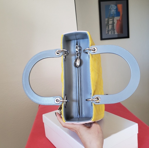 LADY DIOR 3 COLOR yellow pink greyMEDIUM BAG - Picture 4 of 8